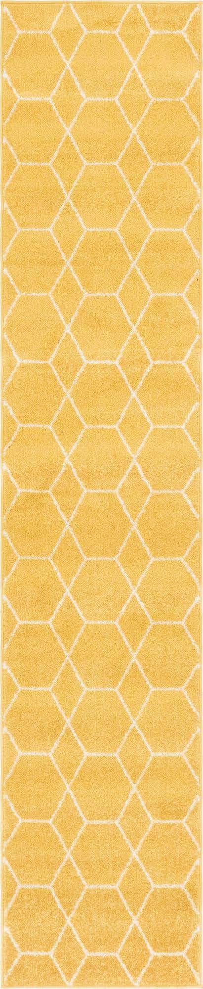 Unique Loom Trellis Frieze Collection Area Rug - Geometric (2 x 10 Runner, Yellow/ Ivory)