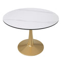 Bristol 40 round dining table Gold base with White Sintered stone Top
