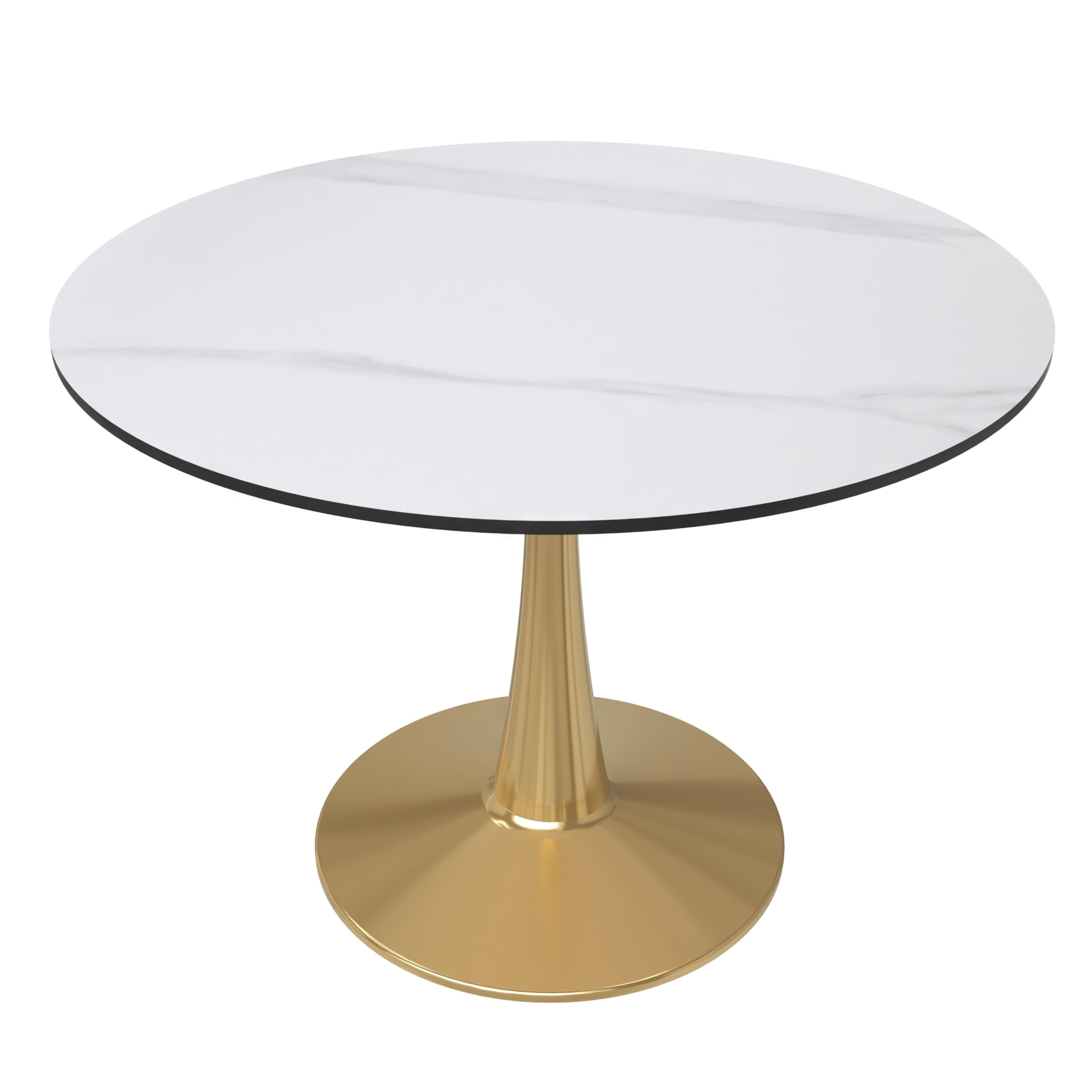 Bristol 40 round dining table Gold base with White Sintered stone Top