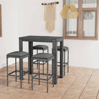 vidaXL Patio Bar Set with Cushions - 7 Piece, Poly Rattan, Gray, Garden Seating for Outdoor/Patio