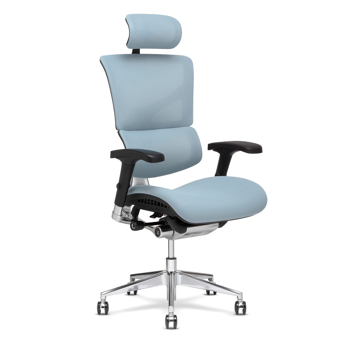 X-Chair X3 Management Office Chair, Glacier A.T.R. Fabric With Headrest - High End Comfort Chair/Dynamic Variable Lumbar Support