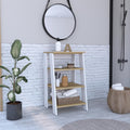 Linen Cabinet Jenne, Four Open Shelves - Light Oak/White