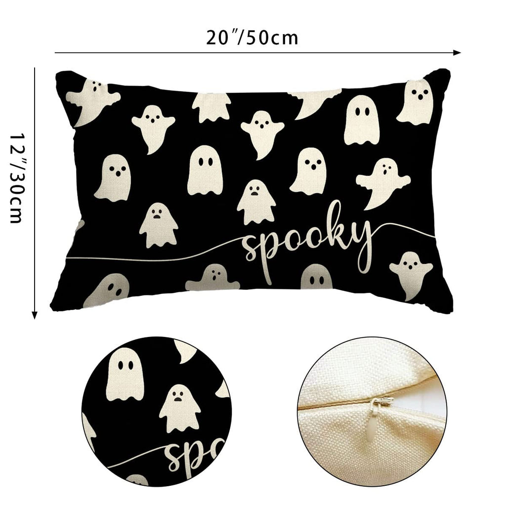Jxzygmd Halloween Pillow Cover 12X20 Ghost Spooky Halloween Lumbar Pillow Covers Decorations Outdoor Halloween Pillows Decorativ
