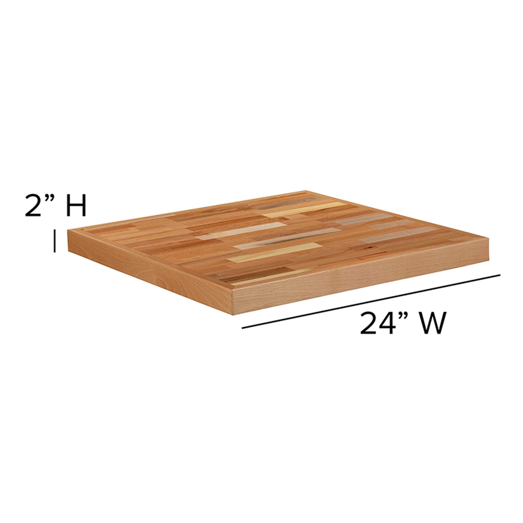 Flash Furniture Mayfair 24" Square Butcher Block Style Table Top, Natural
