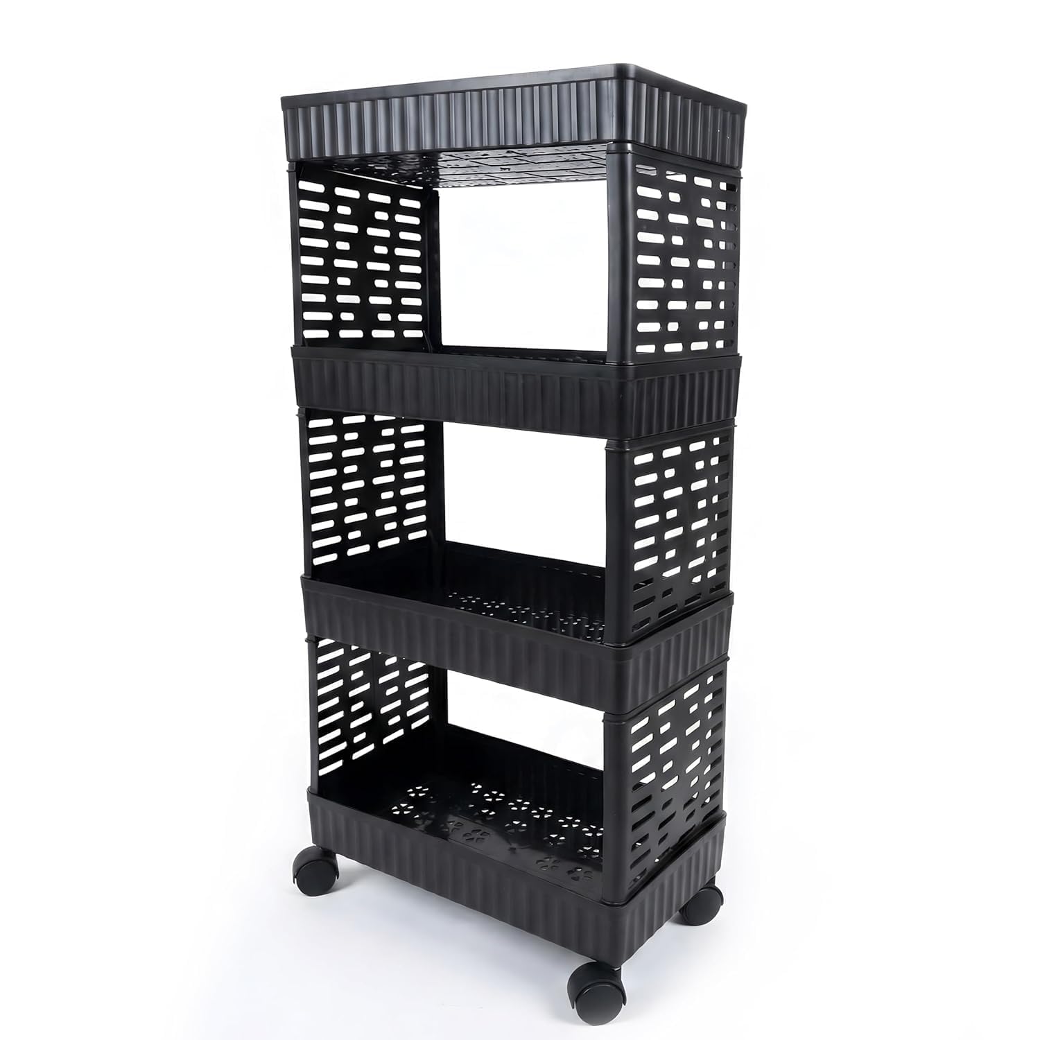 Kenoffix Multipurpose Plastic Storage Trolley With Wheels  Rolling Organizer Rack With Shelves For Kitchen, Bathroom, Living Ro