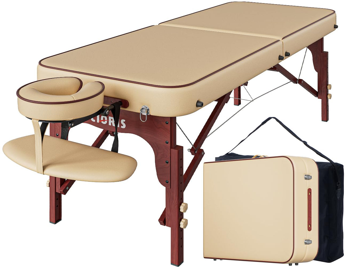 CLORIS 84' Professional Massage Table Portable Reinforced Wooden Leg Hold Up to 1100LBS 2 Folding Lightweight Spa Solon Tattoo 