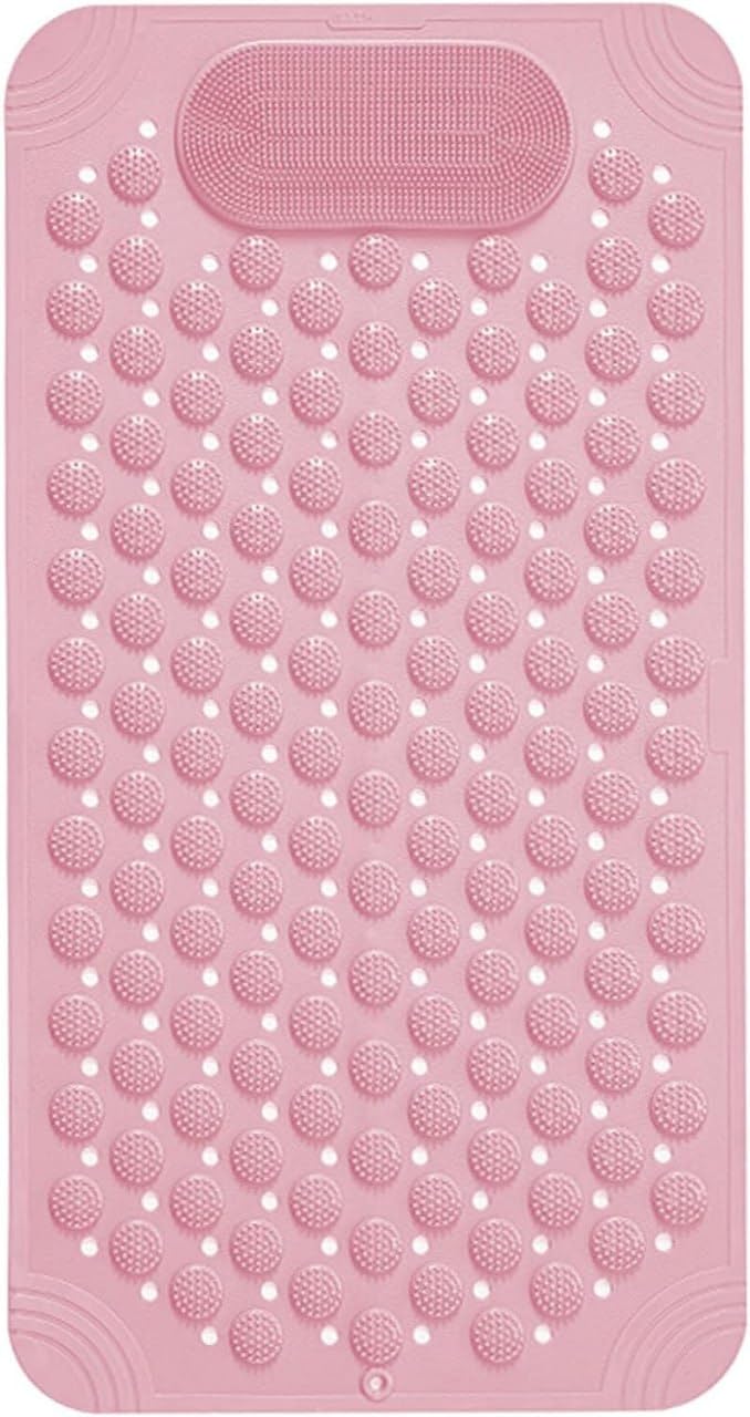 Hopopro Shower and Bathtub Mat 27.514.2in, Rubber NonSlip Shower Mat for Elderly & Kids, Bathtub mat Non Slip with Drain Holes 