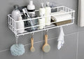 Dxdt WallMounted Bathroom Shelf, White, Metal Wire Rack With Hooks, Storage Organiser For Shampoo, Toiletries