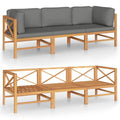 vidaXL 3-Seater Retro Style Patio Sofa with Gray Cushions - Solid Teak Hardwood - Weather Resistant Garden Seating for Outdoor Relaxation