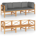 vidaXL 3-Seater Retro Style Patio Sofa with Gray Cushions - Solid Teak Hardwood - Weather Resistant Garden Seating for Outdoor Relaxation