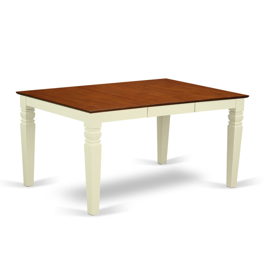 East West Furniture WENI5-BMK-W 5 Piece Kitchen Table Set for 4 Includes a Rectangle Dining Room Table with Butterfly Leaf and 4 Dining Chairs, 42x60 Inch, Buttermilk & Cherry