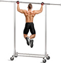 Heavy Duty Rolling Garment Rack with Wheels, 550LBS Clothing Rack (Silver)