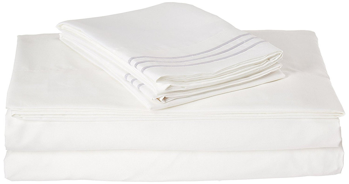 Elegant Comfort 1500 Premier Luxury Hotel Quality Super Soft Wrinkle Free And Fade Resistant 4-Piece Bed Sheet Set, Queen White