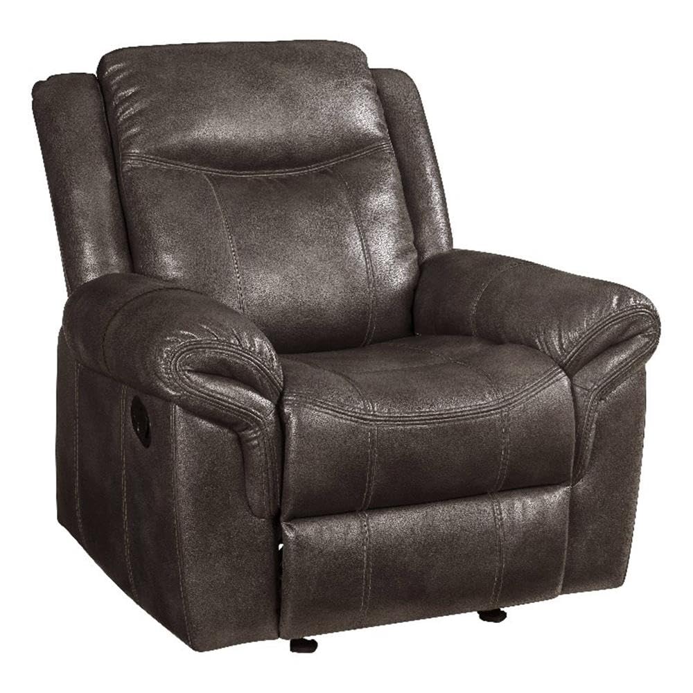 Acme Lydia Glider Recliner in Brown Leather Aire