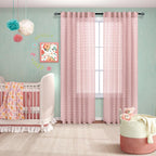 Koufall Dusty Pink Nursery Curtains For Baby Girls Bedroom Decor Boho Pom Pom Sheer Curtain For Kids Room 63 Inch Length 2 Panels