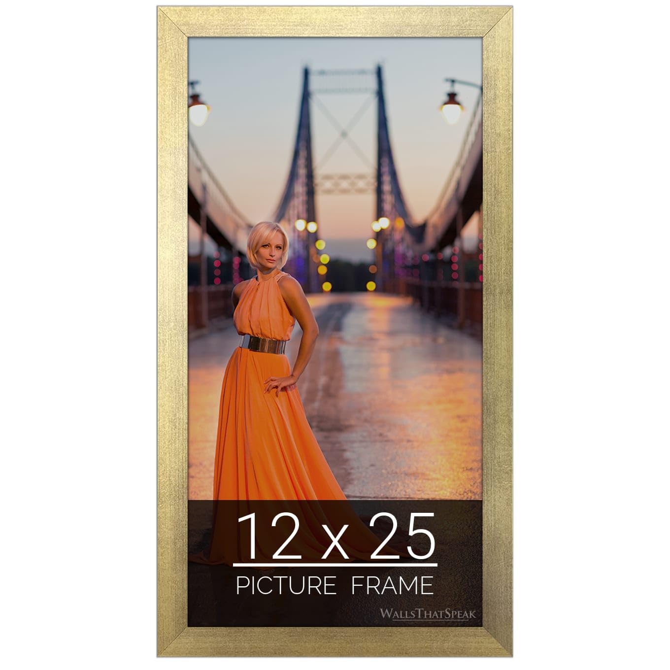 wallsthatspeak 12x25 Gold Picture Frame for Puzzles Posters Photos or Artwork