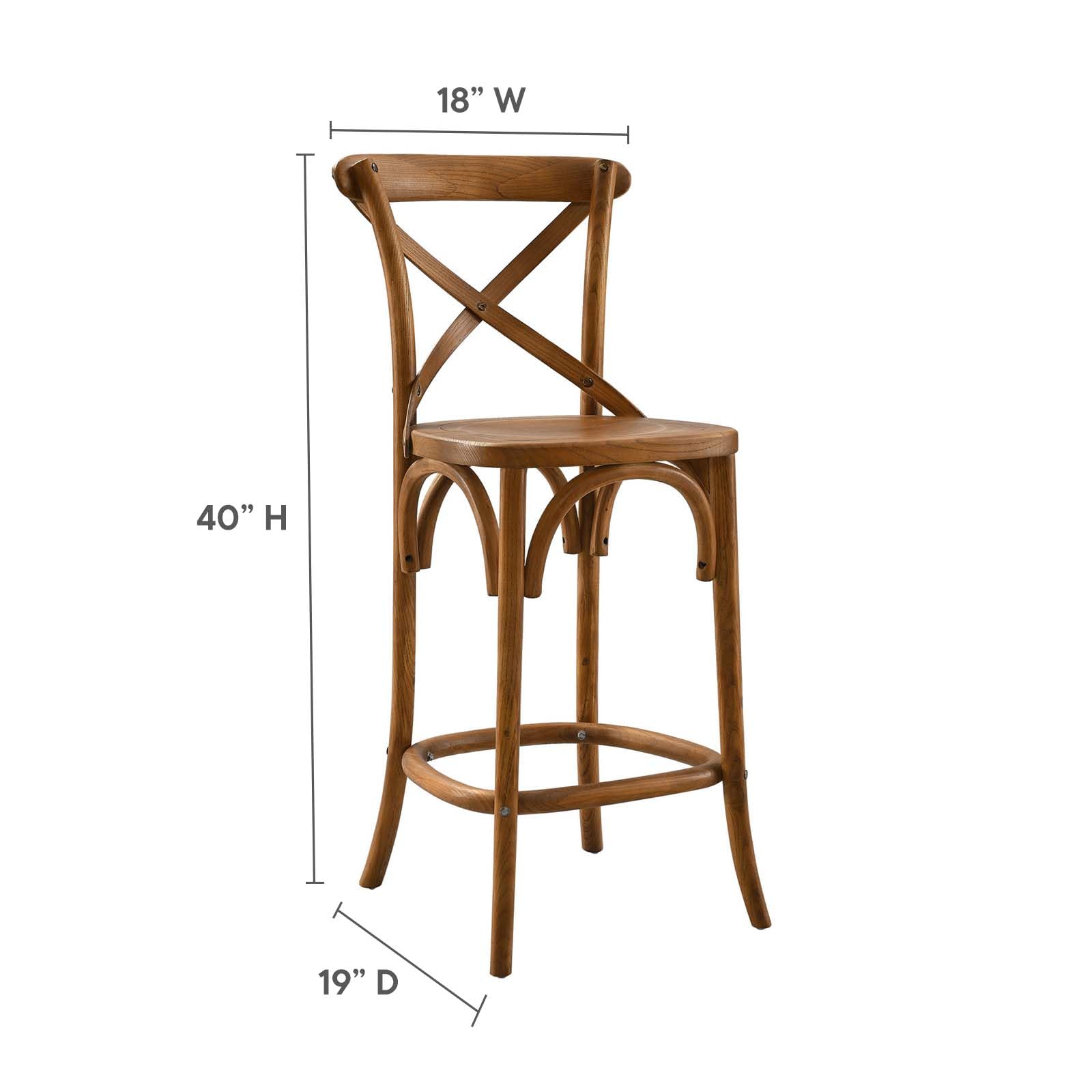 Modway Gear X-Back Wood Counter Bar Stool In Walnut