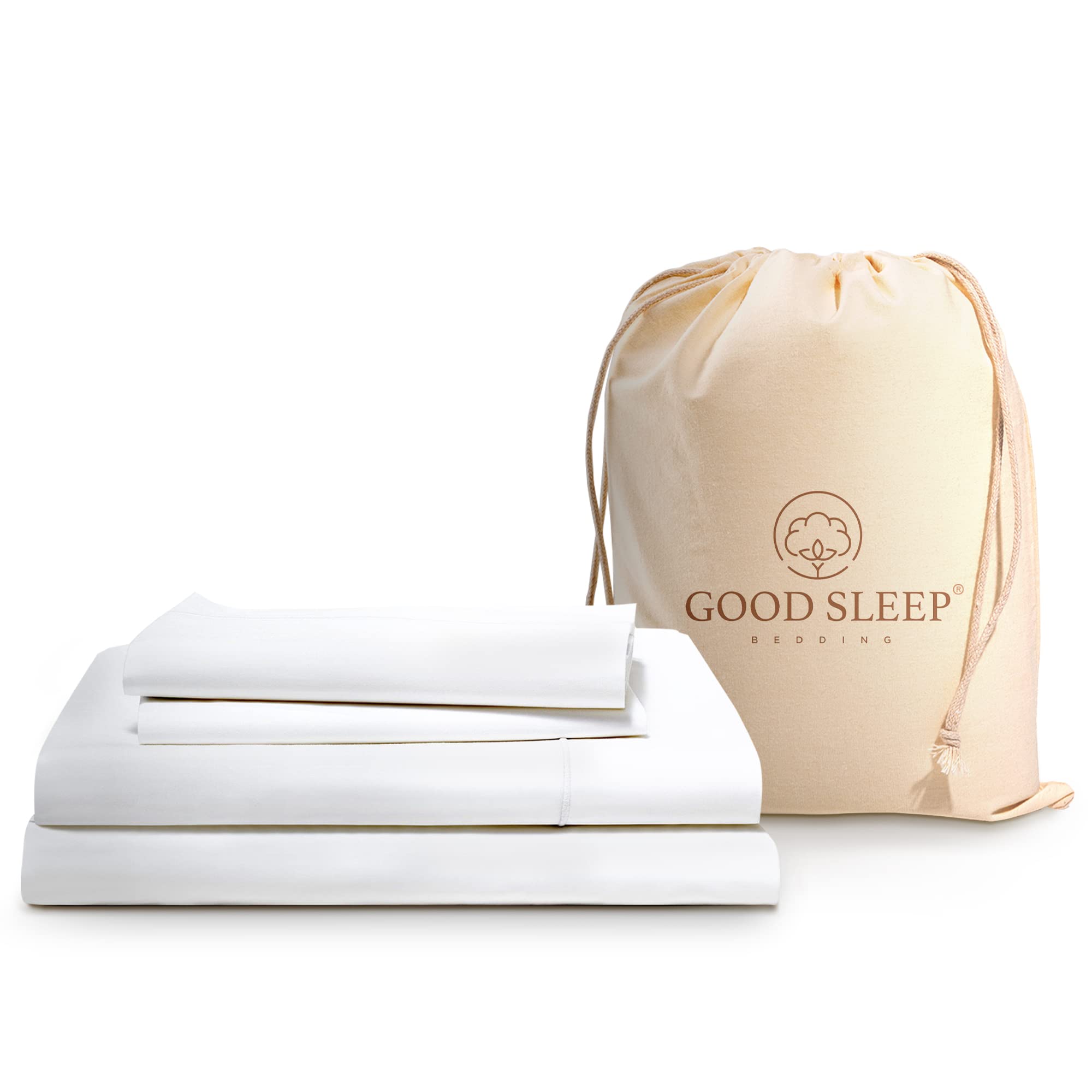 4 Pc White Full Size Bed Sheets Set, 1000 Tc Egyptian Cotton Sheets Full Size, Soft Comfy Double Bed Sheets Bed Set, 16 Inch Dee
