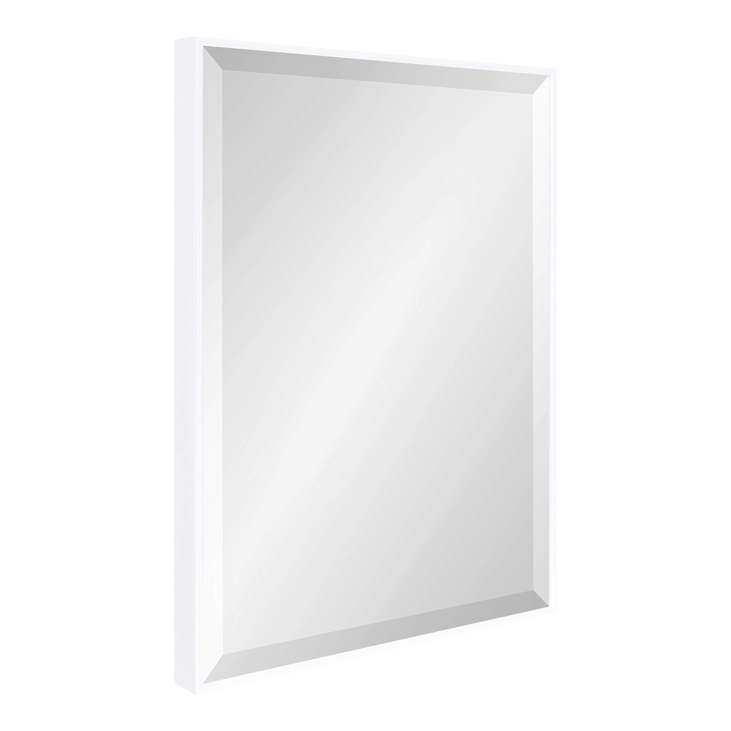 Kate and Laurel Rhodes Modern Decorative Rectangle Wall Mirror, 18.75 x 24.75, White, Contemporary Wall Decor
