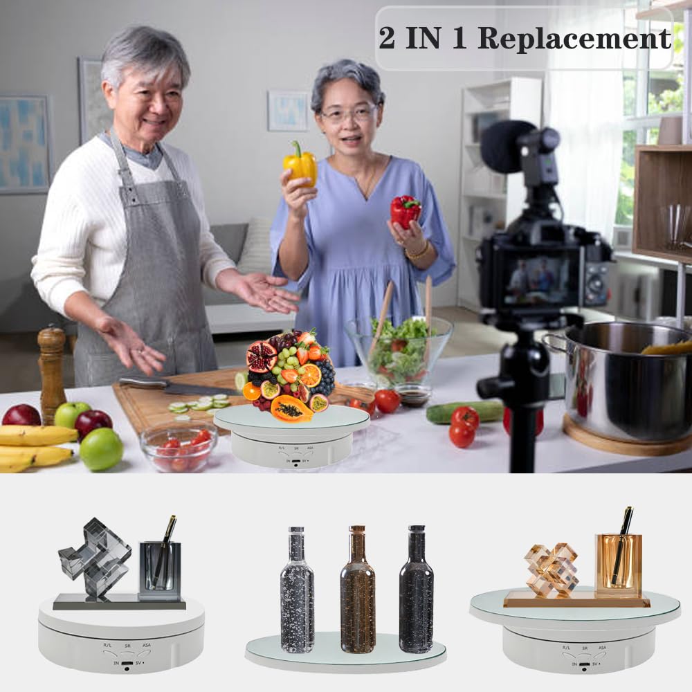 Jayegt 2 In 1 Motorized Rotating Display Stand With 5.74 /8.66 Inch Replacement Mirror Cover,Max 22Lbs Load With Remote Controll