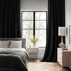 Miulee 2 Panels Back Tab Blackout Curtains 96 Inch Long For Living Room Bedroom, Black Rod Pocket/Pinch Pleated Thermal Insulated Room Darkening Light Blocking Floor To Ceiling Curtains/Drapes