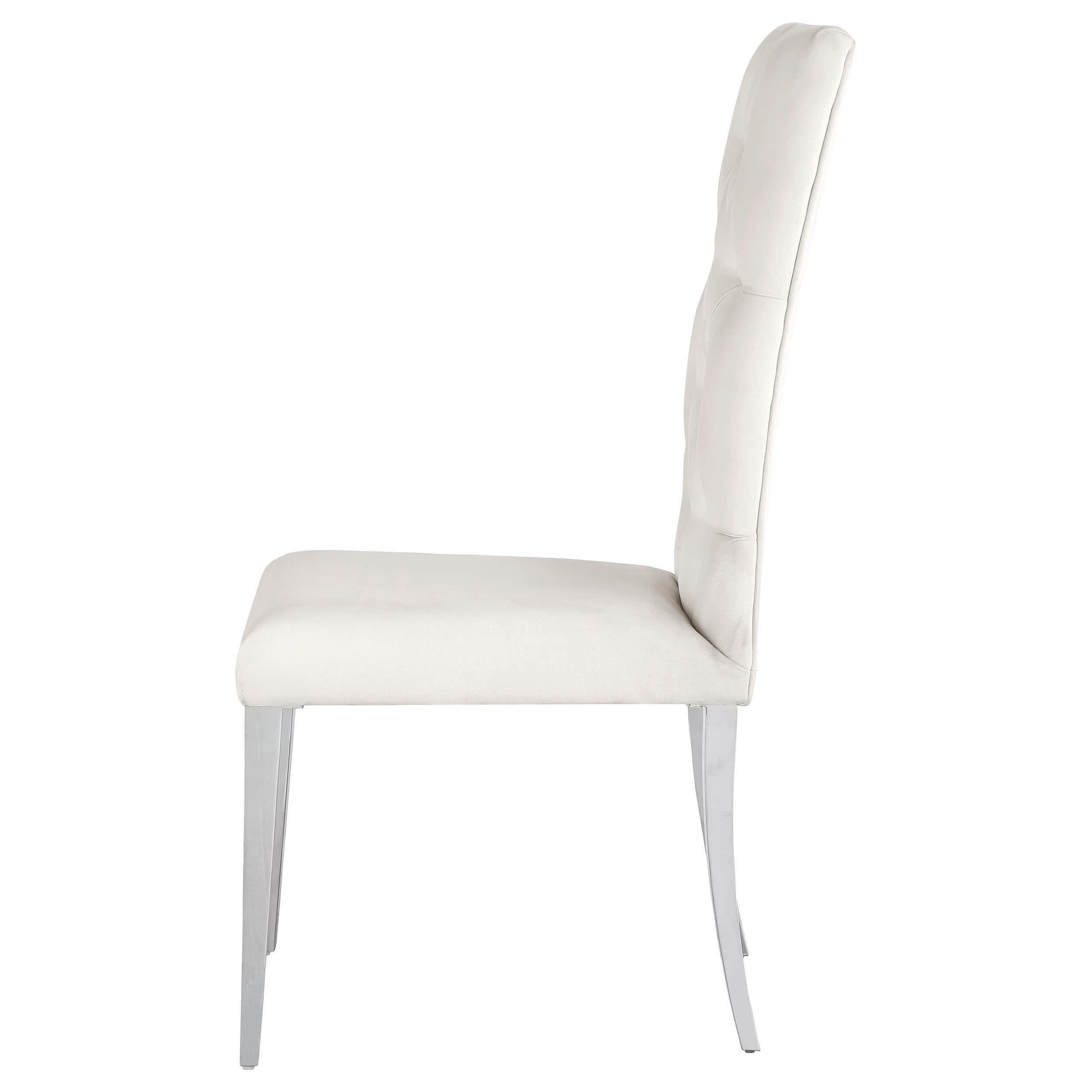 Coaster Home Furnishings Kerwin Tufted Upholstered Side Chair (Set of 2) White and Chrome