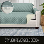 Sofa Shield Patented Couch Slip Cover, Large Cushion Protector, Reversible Stain And Dog Tear Resistant Slipcover, Quilted Microfiber 78” Seat, Washable Covers For Dogs Pets Kids, Seafoam Cream