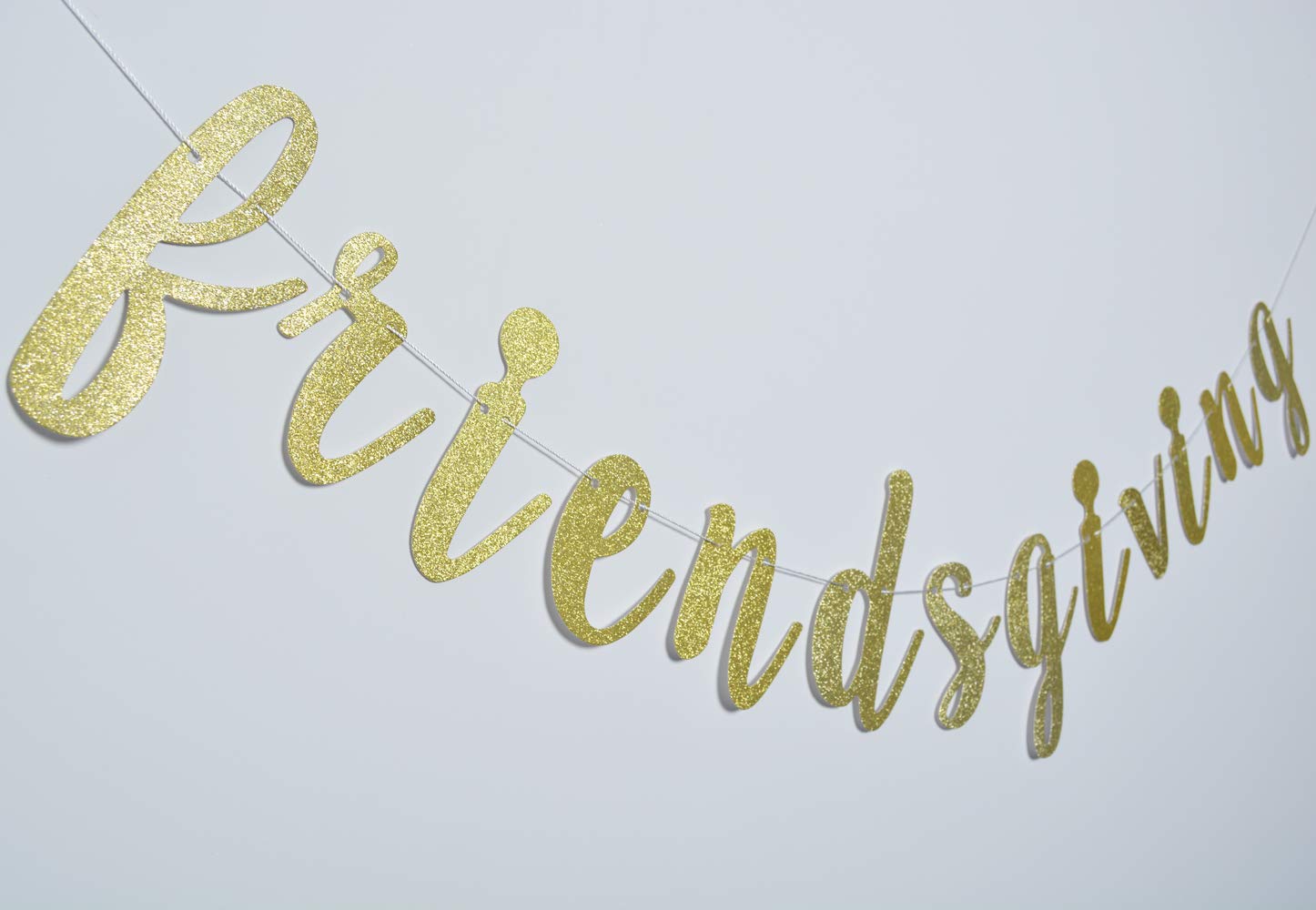 Friendsgiving Banner For Thanksgiving Day Friends Party Decorations Pre-Strung Home Garland (Gold Glitter)