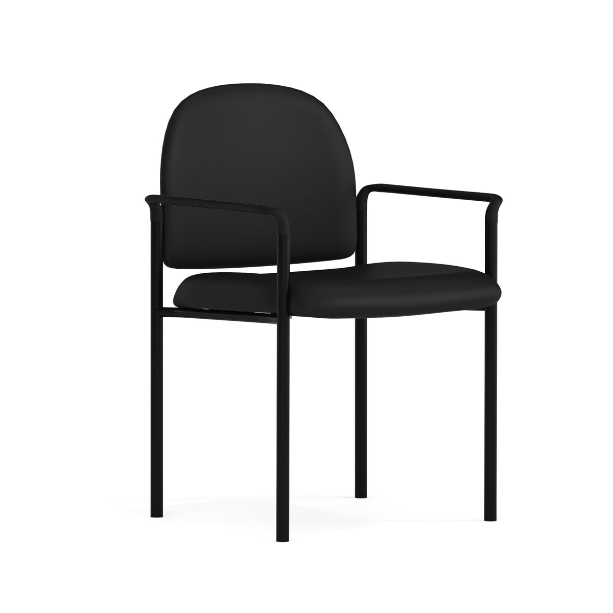 Flash Furniture Tiffany Side Reception Chair with Padded Armrests, Stackable Vinyl Waiting Room Chair for Commercial or Residential Use, Black