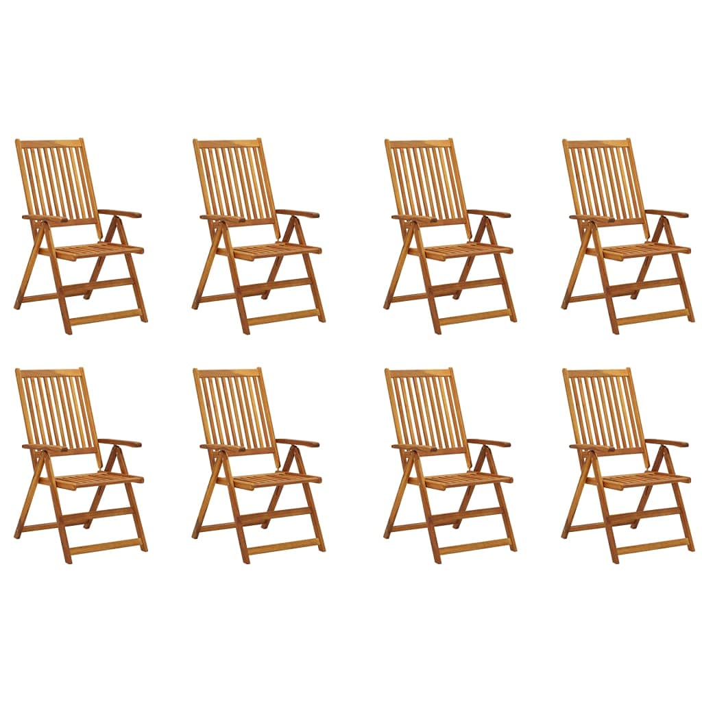 vidaXL 8 x Solid Acacia Wood Garden Chairs with Cushions - Thumbnail 3