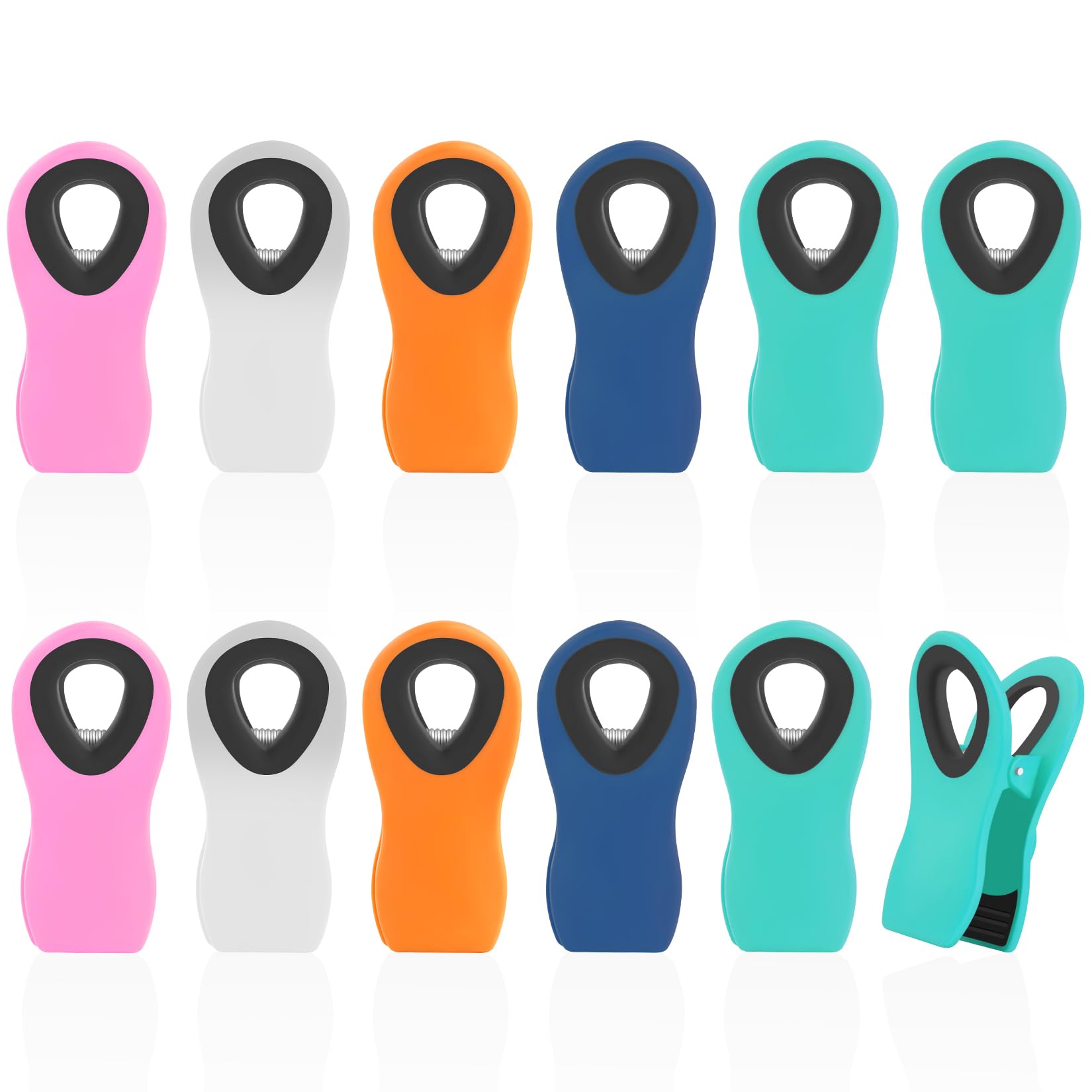 Vndueey 12 Pack Magnetic Chip Clips, Bag Clips Food Bag Clips For Food Packages, Kitchen Clips With Magnet For Refrigerator, Pla