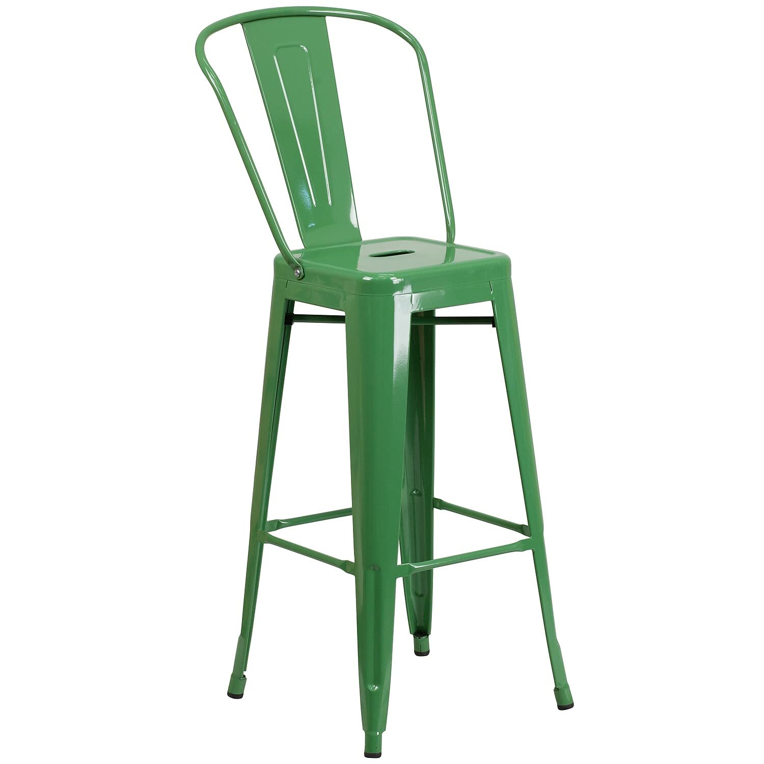 Flash Furniture Commercial Grade 30' High Green Metal Indoor-Outdoor Barstool With Removable Back