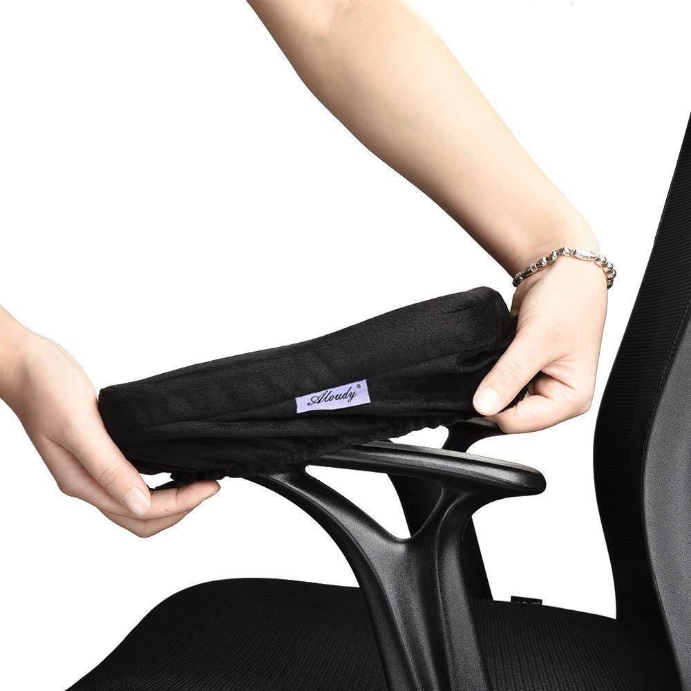 Aloudy Ergonomic Memory Foam Office Chair Armrest Pads, Comfy Gaming Chair Arm Rest Covers For Elbows And Forearms Pressure Reli