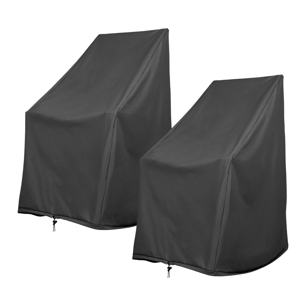 Shine Company Weatherproof Outdoor Rocking Chair Cover Set Of 2, 100% Woven Polyester, Elastic Cord With Toggle, Black, 2-Pack