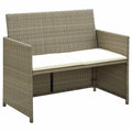vidaXL Outdoor 2-Seater Patio Sofa with Cushions, Beige Poly Rattan, Weather-Resistant, Comfortable and Durable, Ideal for Garden/Patio/Deck