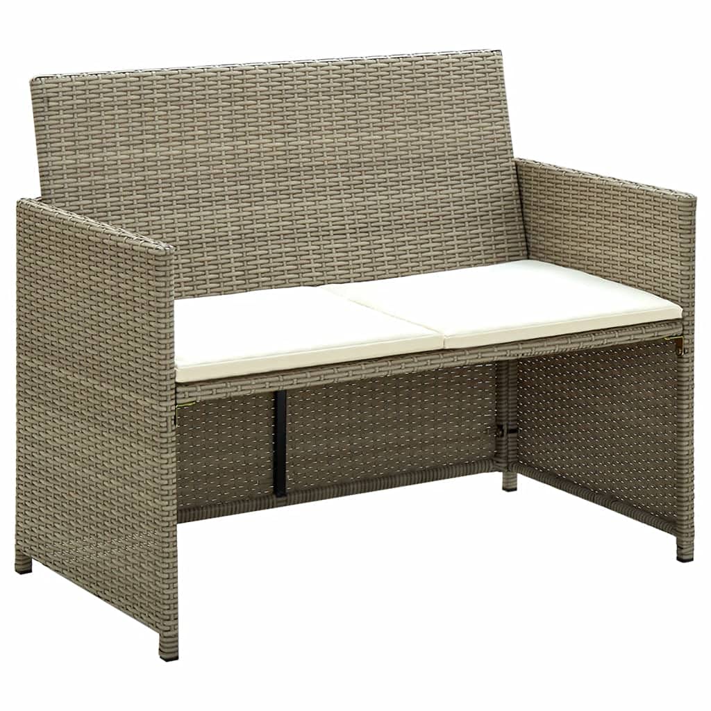 vidaXL Outdoor 2-Seater Patio Sofa with Cushions, Beige Poly Rattan, Weather-Resistant, Comfortable and Durable, Ideal for Garden/Patio/Deck