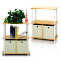 Furinno Go Green 3-Tier 2-Bin Multi-Purpose Storage Shelf (Set of 2), Beech
