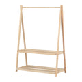South Shore Sweedi Wooden Clothes Rack with Storage Shelves for Kids, Natural