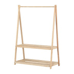 South Shore Sweedi Wooden Clothes Rack with Storage Shelves for Kids, Natural
