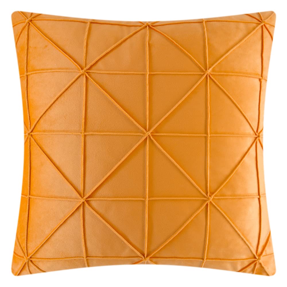 Jwh Velvet Pillow Covers 18X18 Golden Yellow Cozy Soft Square Throw Pillow Cases Soft Stripes Pillowcase For Car Home Office Dec