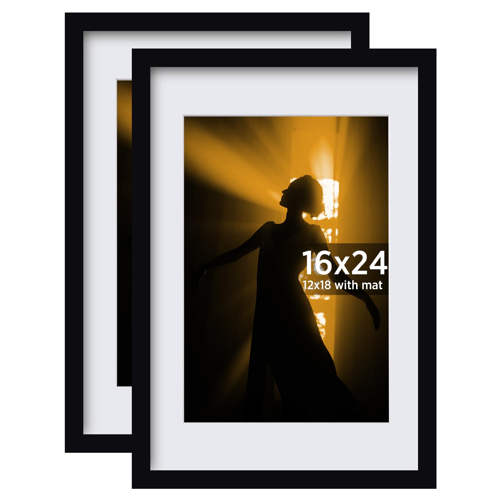 Egofine 16x24 Picture Frame Set of 2 Made of Solid Wood Covered by Plexiglass, Table Top Display and Wall Mounting Photo Frame, 