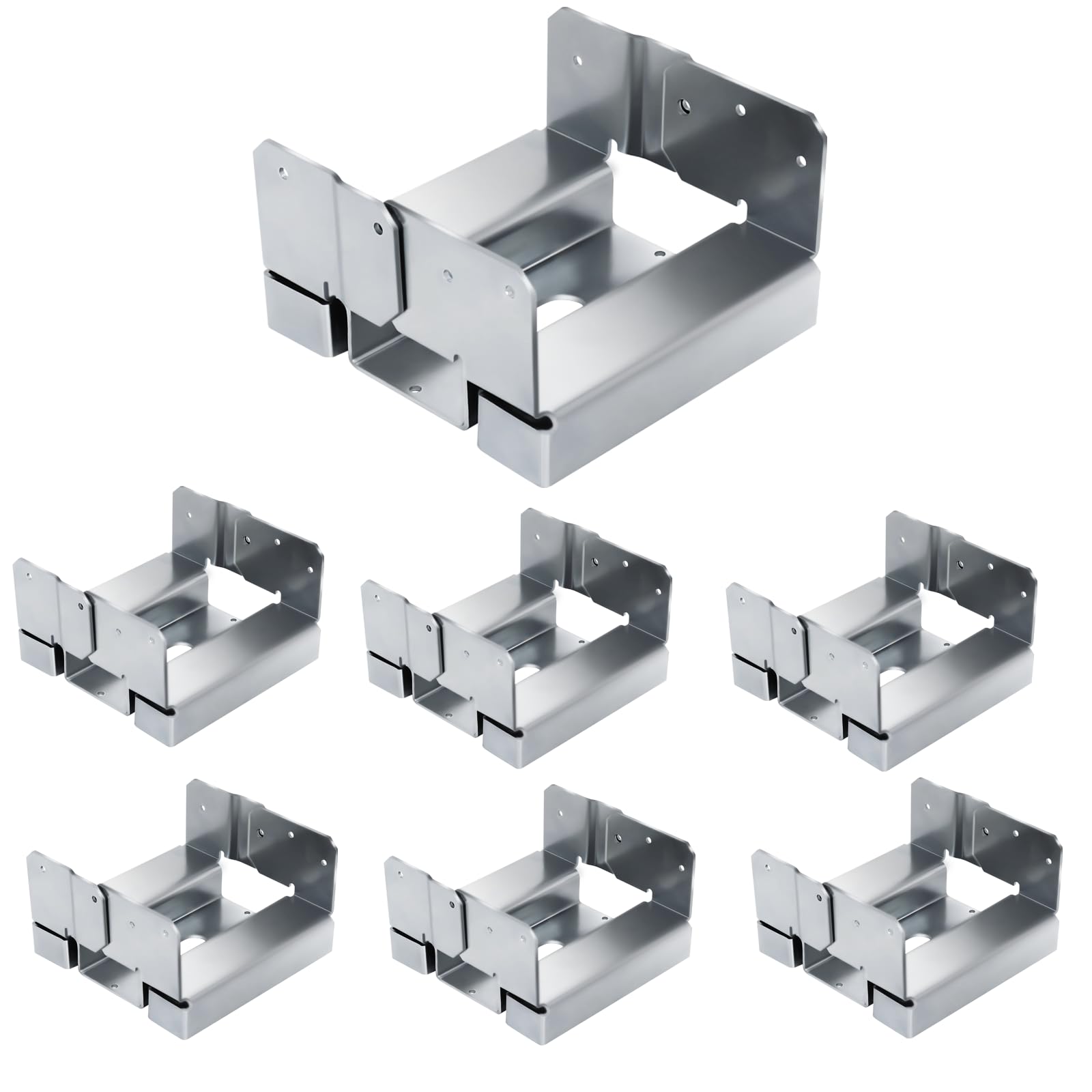 6pcs 6x6 Post Base for Concrete,Heavy Duty Post Anchor Base Aluminum-zinc Plated with 1 Standoff for Deck Patio/Gazebo/Pergola