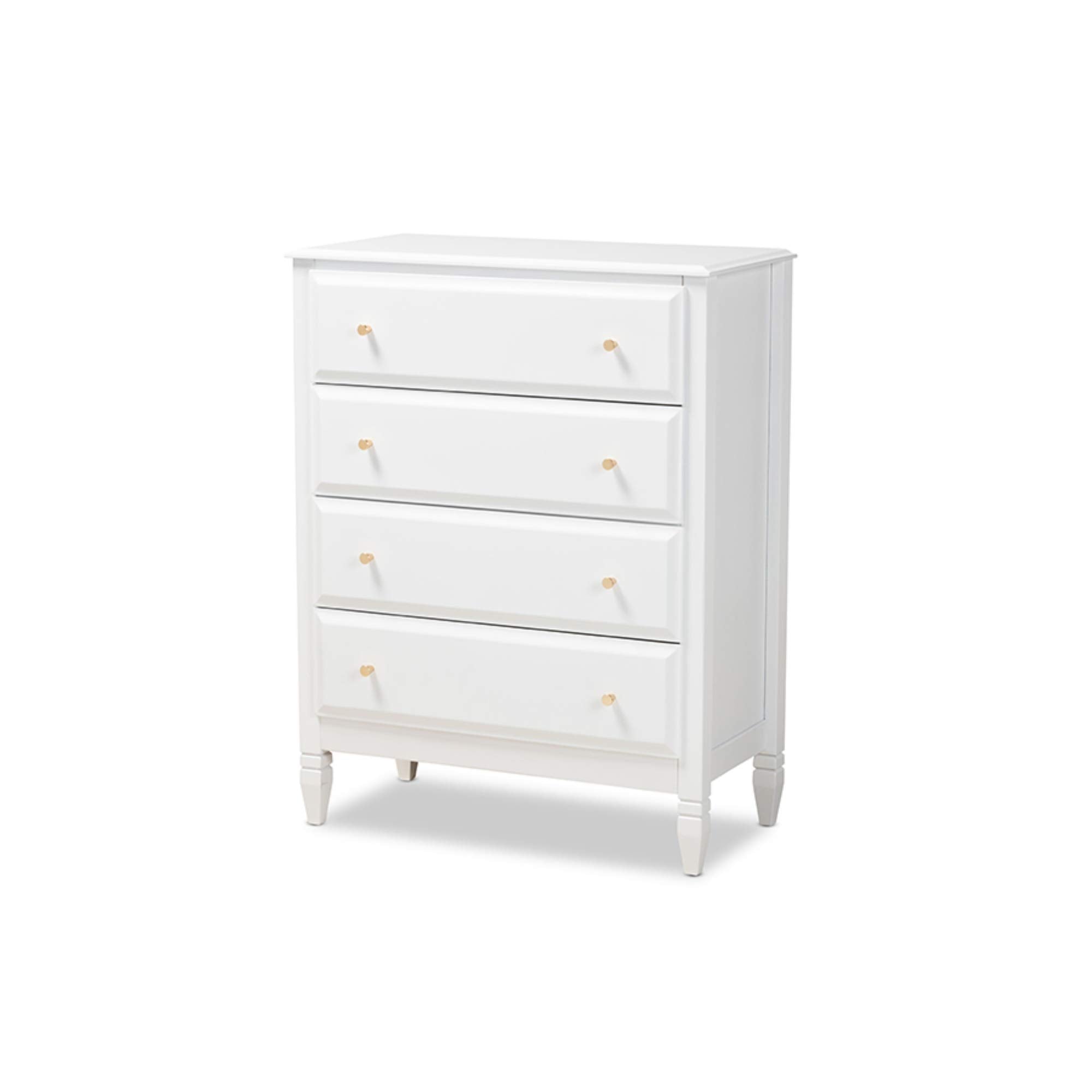 Baxton Studio Naomi Classic and Transitional White Finished Wood 4-Drawer Bedroom Chest