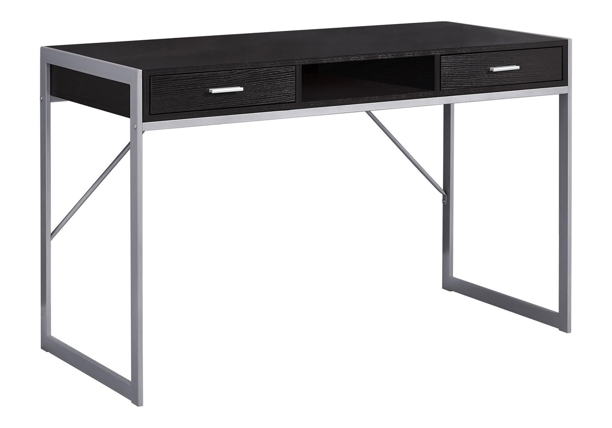 Monarch Specialties Contemporary Laptop Table with Drawers and Shelf Home & Office Computer Desk-Metal Legs, 48' L, Cappuccino