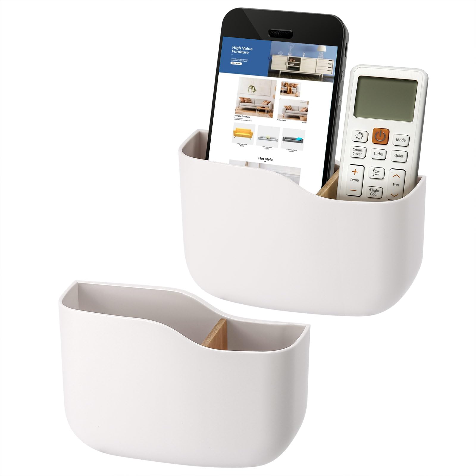 Tecbeauty 2 Pack Adhesive Remote Control Holder Wall Mount Universal Tv Remote Organizer Caddy Storage Box Tray Hollow Bottom Sl