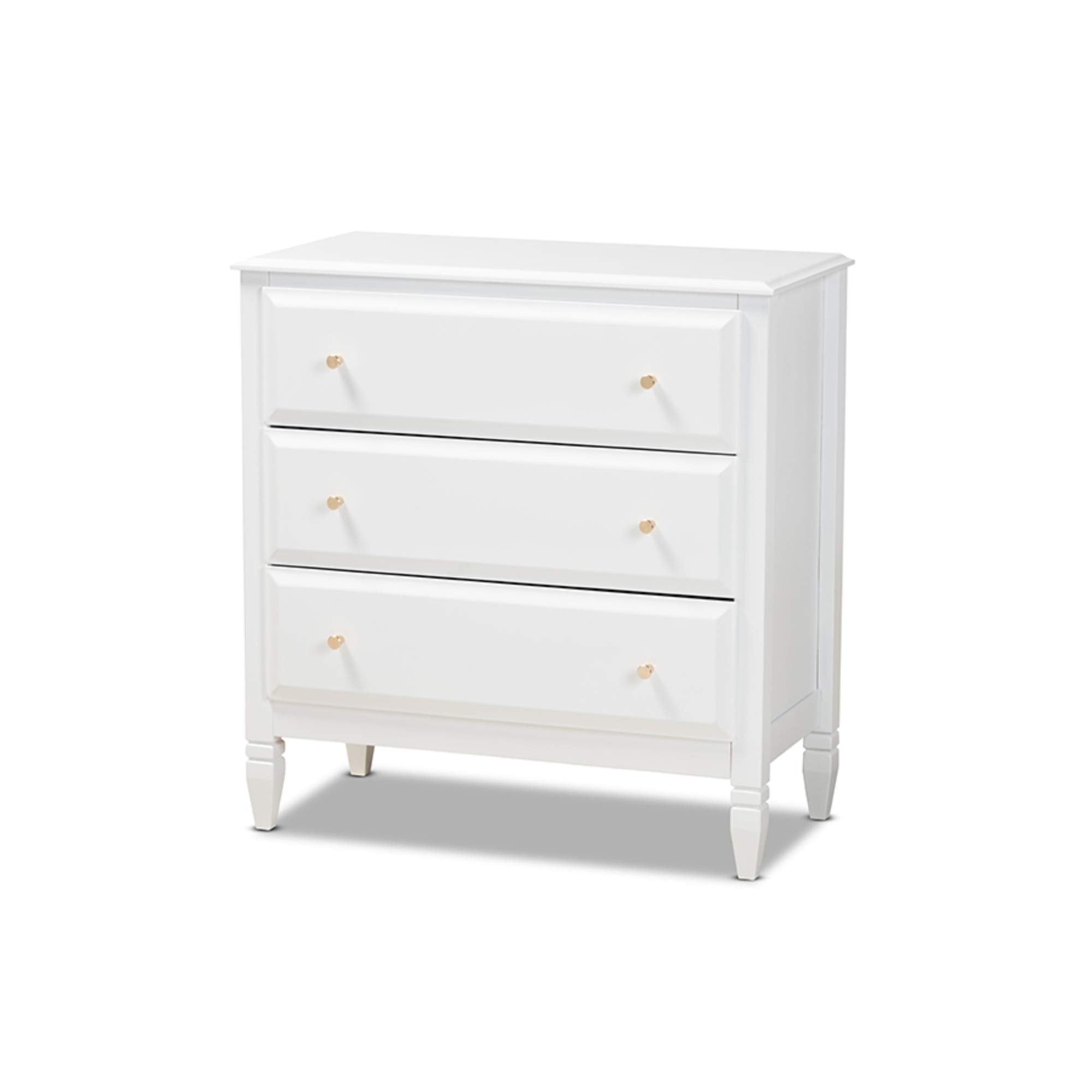 Baxton Studio Naomi Classic and Transitional White Finished Wood 3-Drawer Bedroom Chest