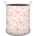 HSIASHENG Coquette Pink Bow Goose Laundry Basket, Preppy Pink Goose Daisy Floral Foldable Laundry Hamper With Handles Clothes To