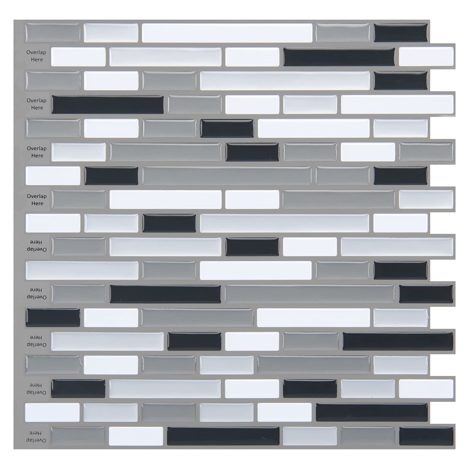 Art3d 12 x 12 Peel and Stick Tile Kitchen Backsplash Sticker Gray Brick (6 Tiles)