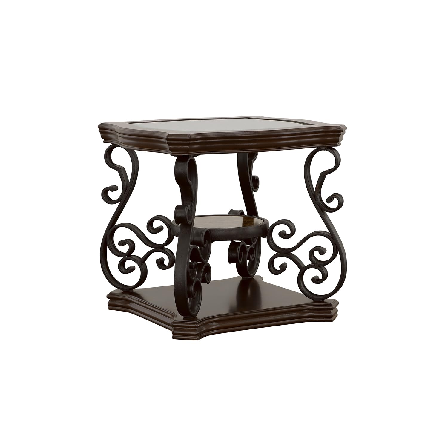 Coaster Furniture End Table with Tempered Glass Top Dark Brown 702447