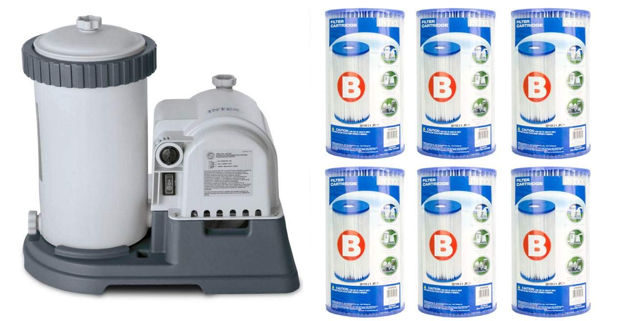Intex Krystal Clear 2500 Gph Pump Pool Filter With Ground Fault Circuit Interrupter And Multiple Type B Cartridges For Above Gro